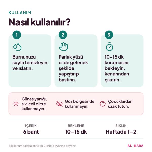 Bee Beauty Siyah Nokta Karşıtı Burun Temizleme Bandı Aloe Vera – kullanım ve uyarılar bilgi görseli