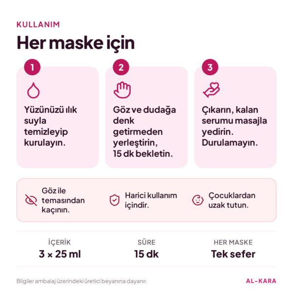 Bee Beauty Kağıt Maske 3’lü Set 75 ml – kullanım ve uyarılar bilgi görseli