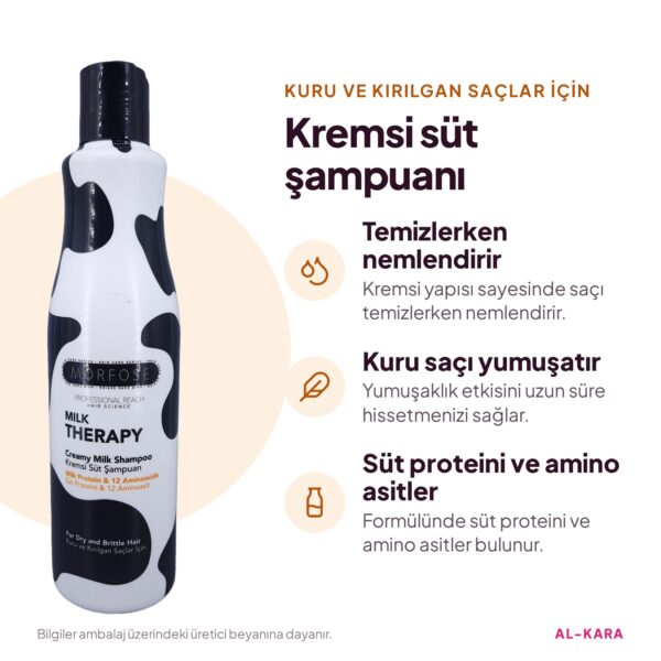 Morfose Milk Therapy Süt Proteinli Kremsi Saç Şampuanı 500 ml – faydalar bilgi görseli