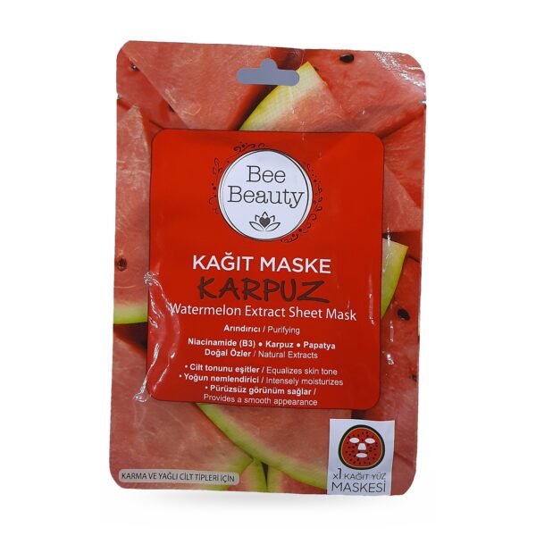 Bee Beauty Karpuz Özlü Arındırıcı Kağıt Yüz Maskesi 1 Adet — ön görünüm