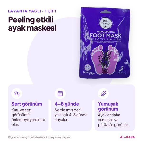 Bee Beauty Lavanta Yağlı Peeling Etkili Ayak Maskesi 1 Çift – faydalar bilgi görseli