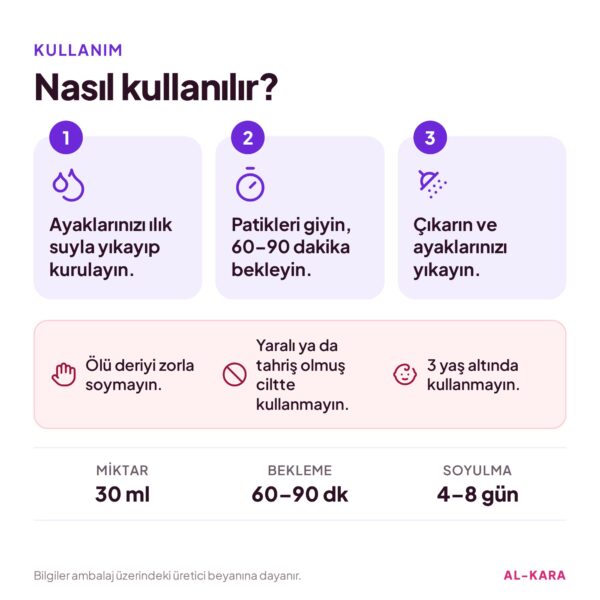 Bee Beauty Lavanta Yağlı Peeling Etkili Ayak Maskesi 1 Çift – kullanım ve uyarılar bilgi görseli