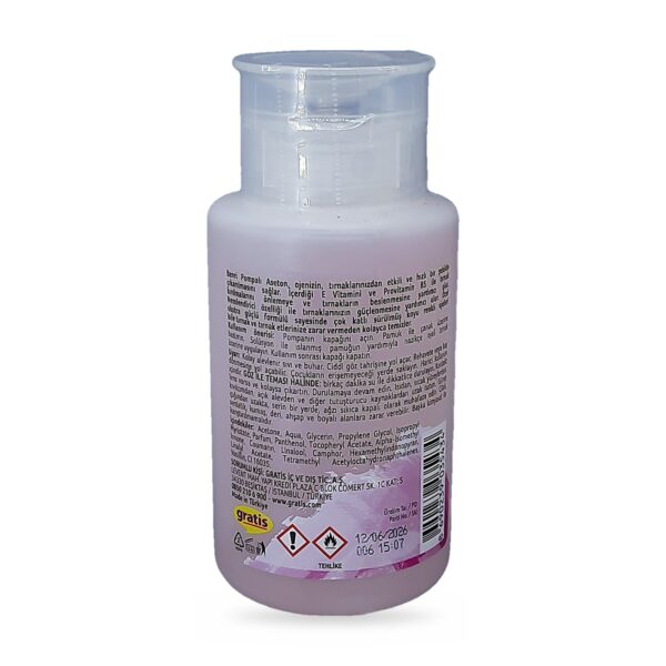 Benri Ekstra Güçlü Pompalı Aseton 200 ml – arka etiket, kullanım, uyarılar ve içerik