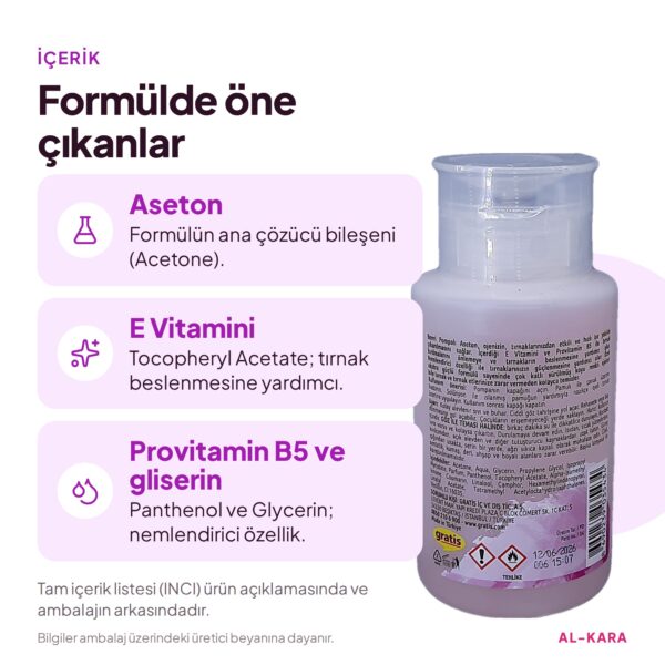 Benri Ekstra Güçlü Pompalı Aseton 200 ml – içerik ve formül
