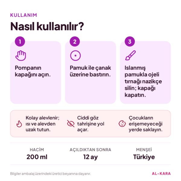 Benri Ekstra Güçlü Pompalı Aseton 200 ml – kullanım talimatı ve uyarılar