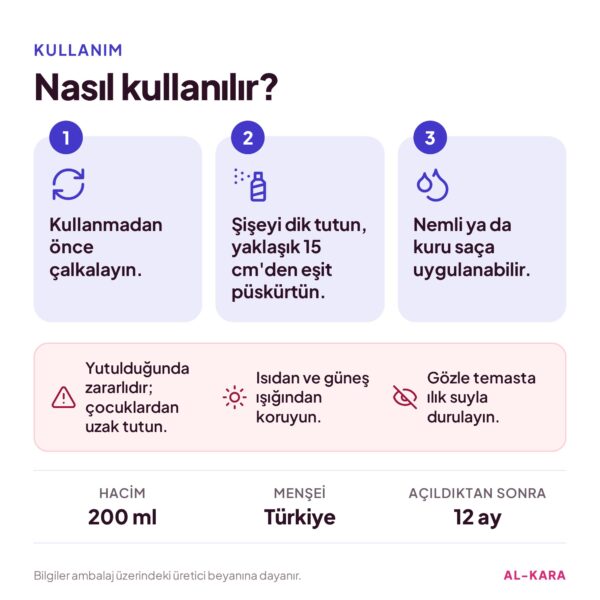 Bee Beauty Biotin & Kafein Sıvı Saç Kremi 200 ml – kullanım ve uyarılar bilgi görseli