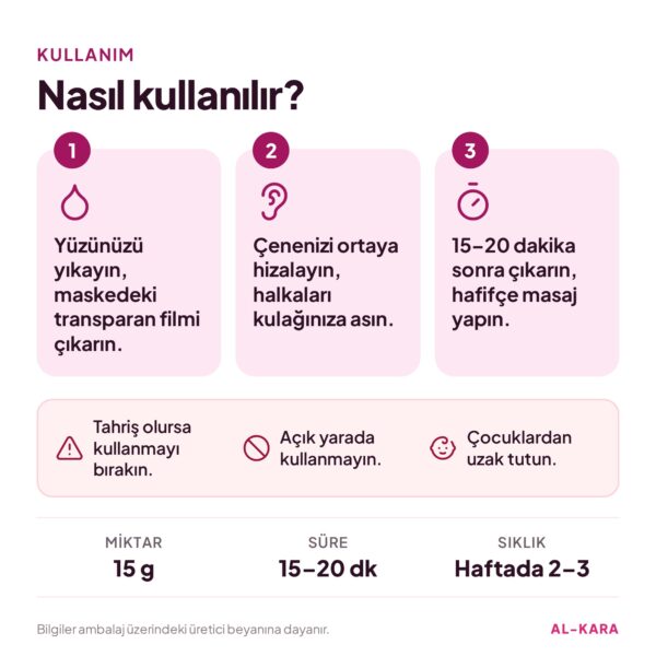 Pure Korean V-Line Glutathione X Collagen Yüz ve Çene Maskesi 15 g – kullanım ve uyarılar bilgi görseli