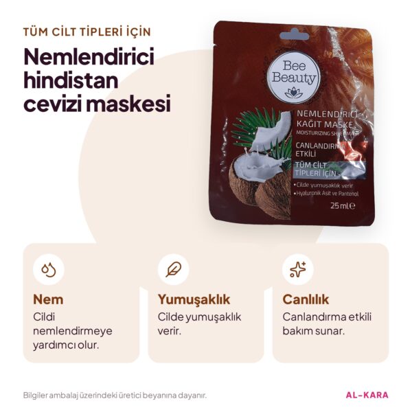 Bee Beauty Nemlendirici Kağıt Yüz Maskesi Hindistan Cevizi Özlü 1 Adet – faydalar bilgi görseli