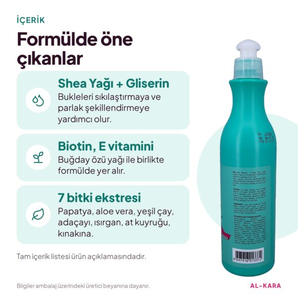 Bee Beauty Bukle Belirginleştirici Durulanmayan Saç Bakım Kremi 300 ml – öne çıkan içerikler bilgi görseli