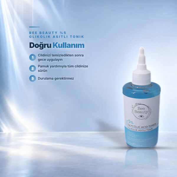 Bee Beauty %5 Glikolik Asitli Tonik Bee Beauty glikolik asitli tonik – temizlik sonrası gece pamukla uygulama adımları