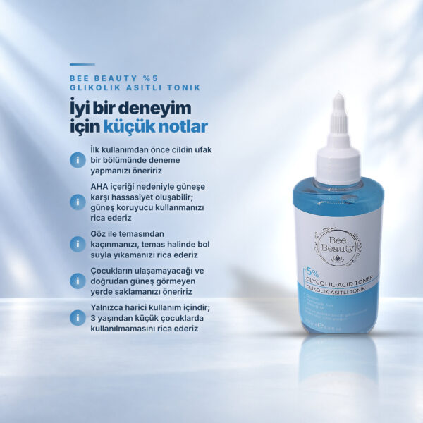 Bee Beauty %5 Glikolik Asitli Tonik Bee Beauty glikolik asitli tonik – kullanım ve saklama notları